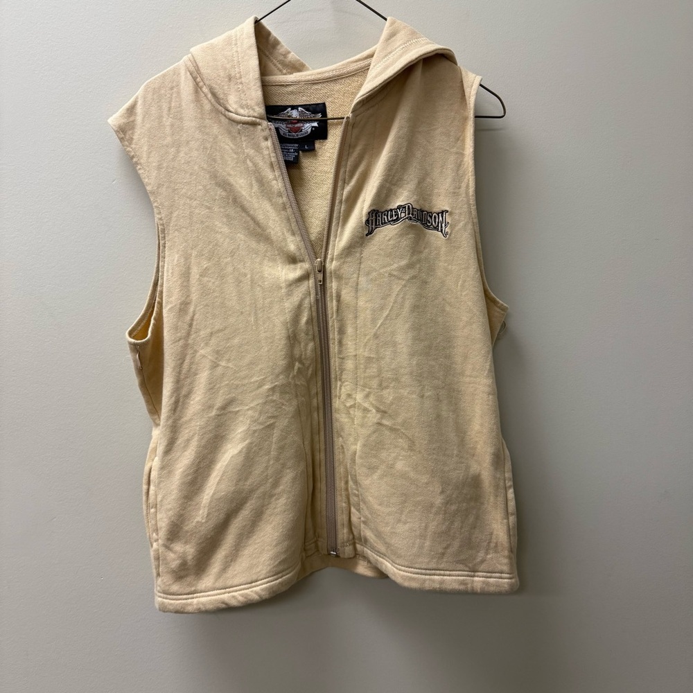 Harley-Davidson Tan Zip-Up Hoodie Size L